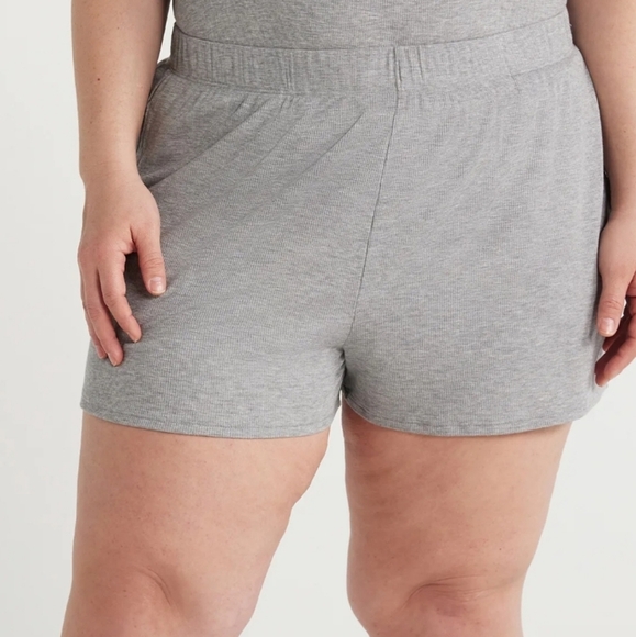 Joyspun Women's Ribbed Knit Pull On Sleep Shorts 3X Grey - Picture 1 of 3